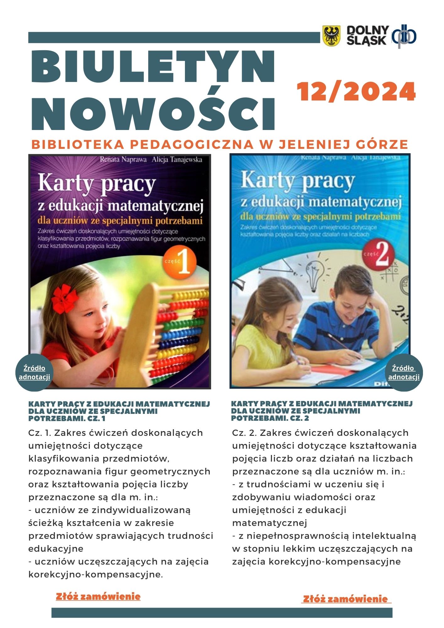 Biuletyn Nowości nr 12/2024 - Dolnośląska Biblioteka Pedagogiczna Filia w Jeleniej Górze