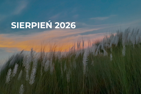 Grafika ilustracyjna: Kartka z kalendarza na sierpień 2026 - przegląd materiałów rocznicowych