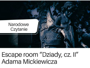 Grafika ilustracyjna: Narodowe Czytanie 2026 Dziadów Adama Mickiewicza - escape room