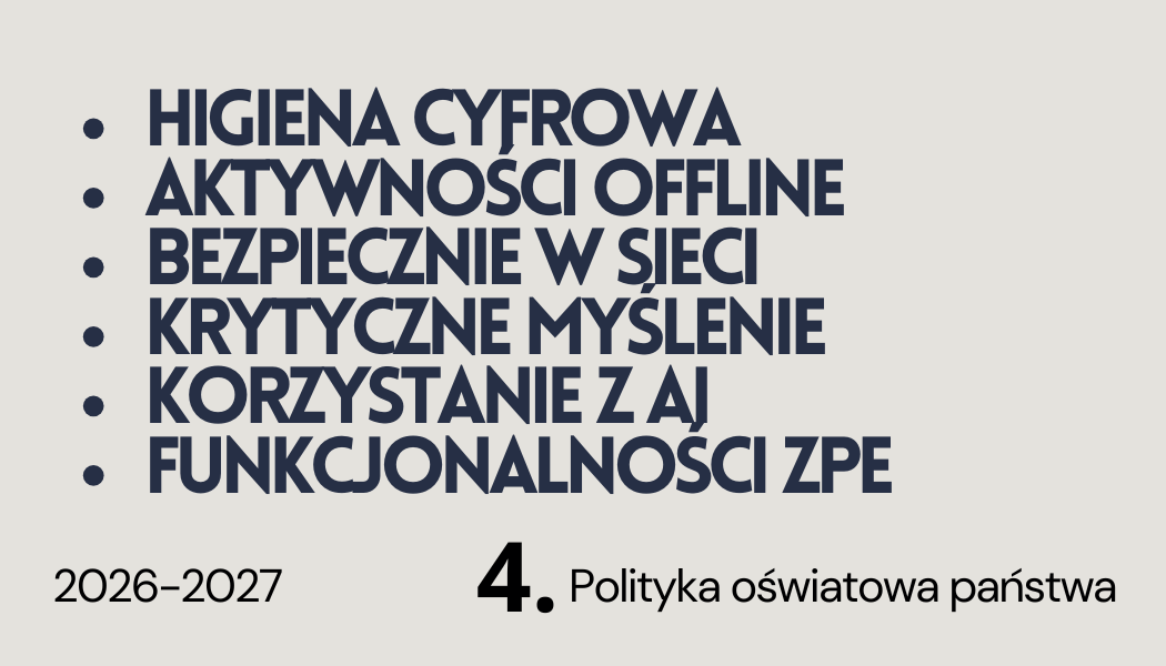 Grafika ilustracyjna do tablicy z materiałami Kierunki realizacji polityki oświatowej (2026-2027) - Priorytet 4