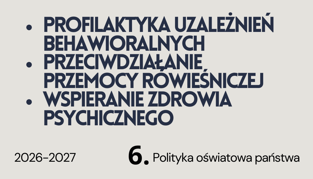 Grafika ilustracyjna do tablicy z materiałami Kierunki realizacji polityki oświatowej (2026-2027) - Priorytet 6