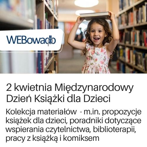 Grafika przekierowująca do kolekcji materiałów z okazji Międzynarodowego Dnia Książki dla Dzieci