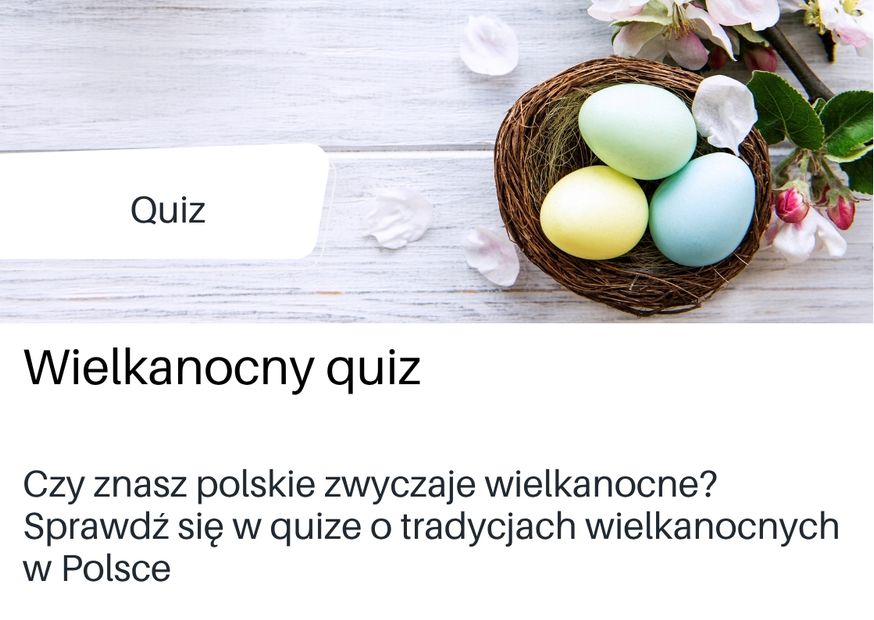 Grafika ilustracyjna z linkiem wielkanocnego quizu