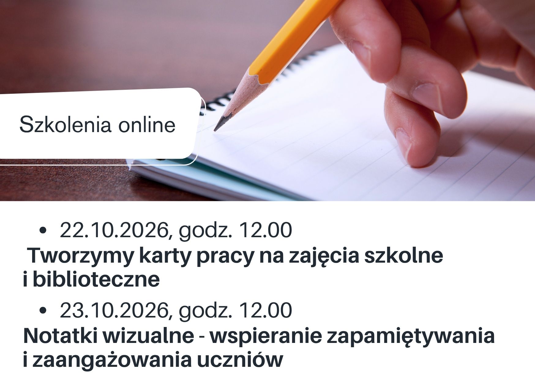 Informacja o szkoleniach w miesiącu październiku na podstronie DBP.