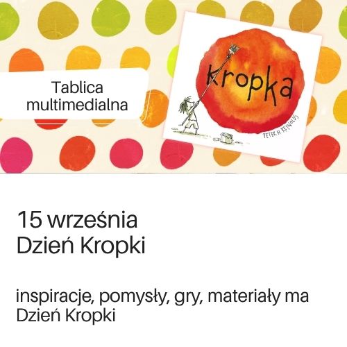 Tablica multimedialna w serwisie Padlet na temat Dnia Kropki.