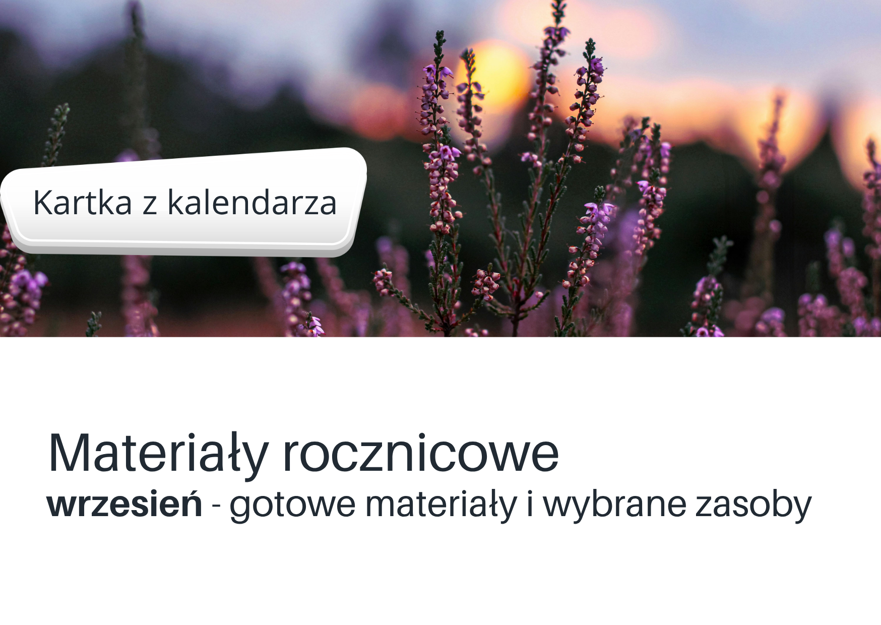 Kartka z kalendarza, lista wydarzeń we wrześniu na podstronie serwisu DBP.