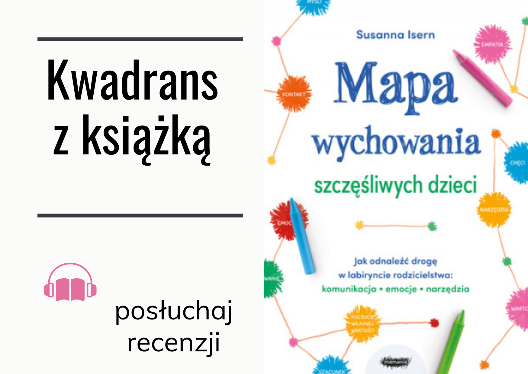 Grafika z linkiem do podcastu z rekomendacją książki Mapa wychowania szczęśliwych dzieci