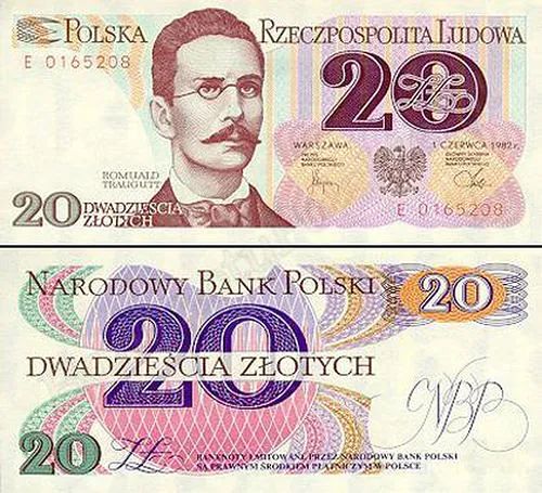 banknot 20 zł z podobizną Traugutta