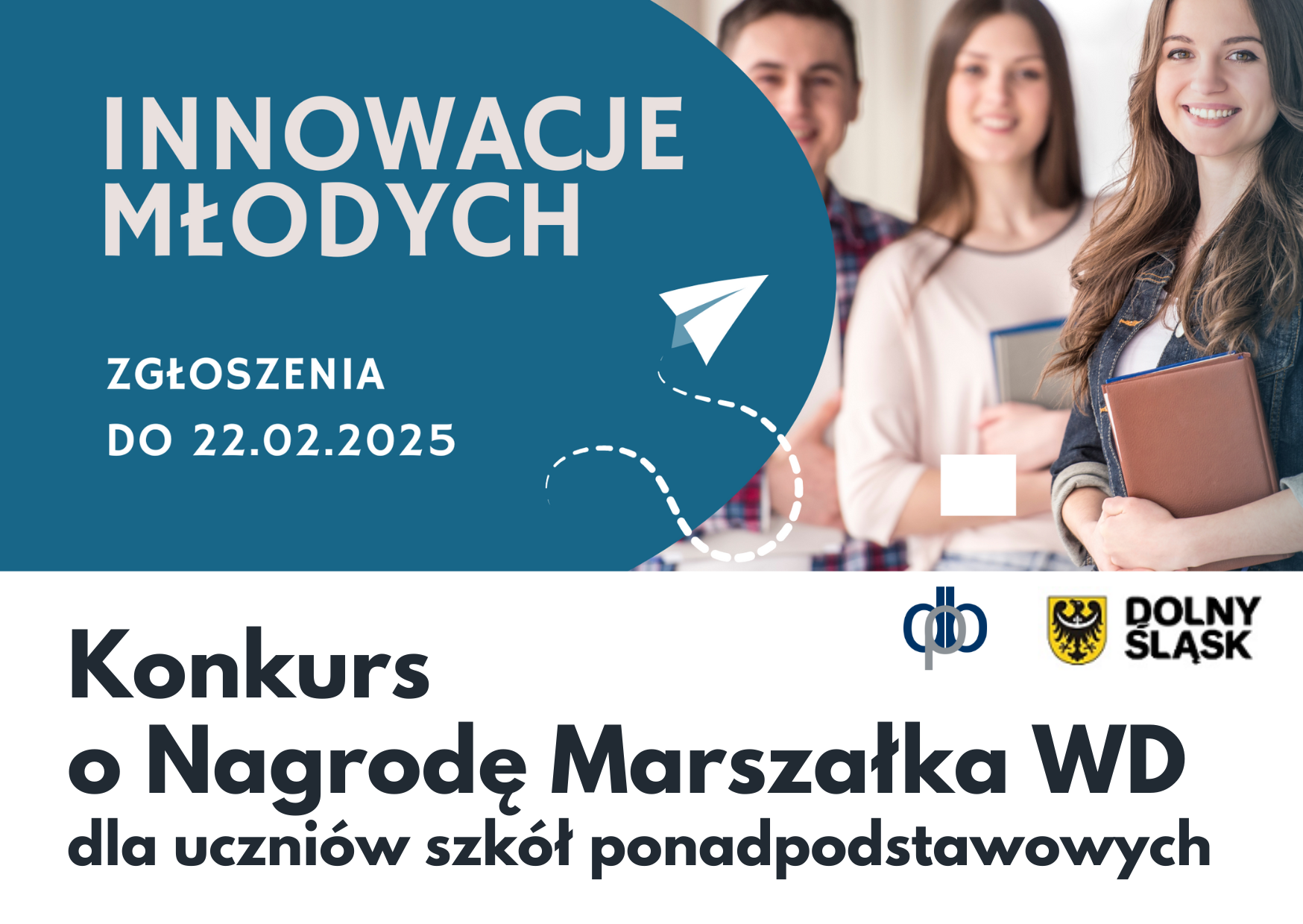 Grafika z linkiem do opisu konkursu o Nagrodę Marszałka WD Innowacje Młodych