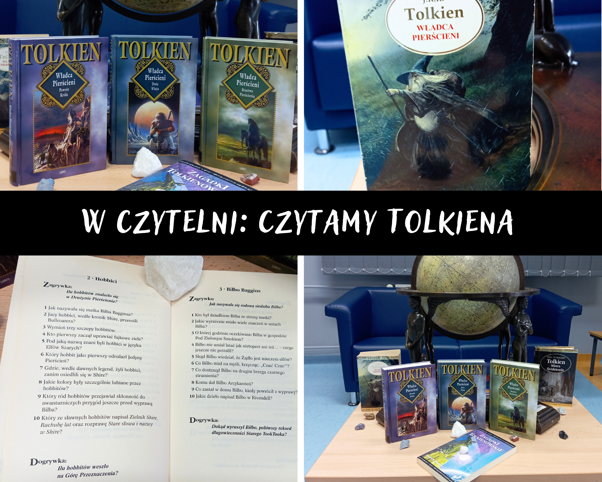 Grafika ilustracyjna: czytamy Tokiena w czytelni
