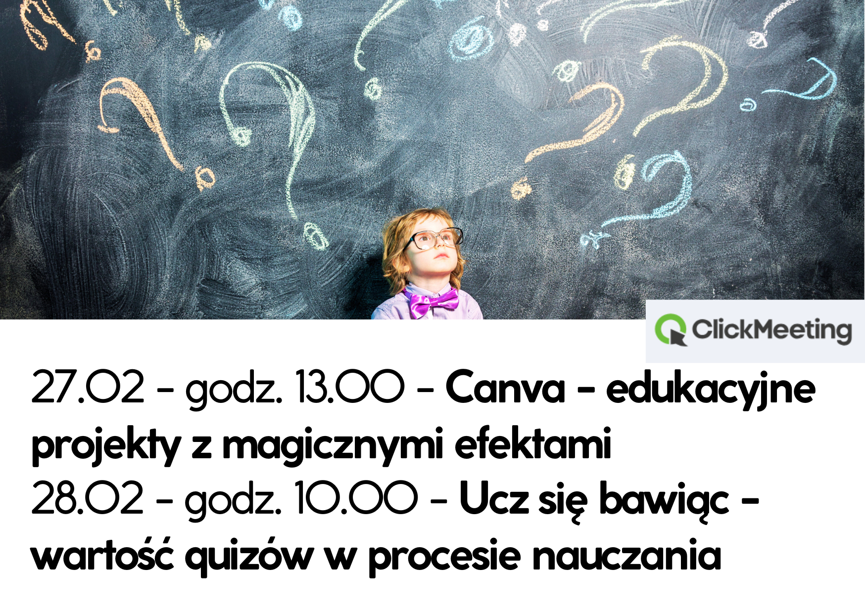 Grafika przekierowująca do informacji o szkoleniach oraz linku do rejestracji