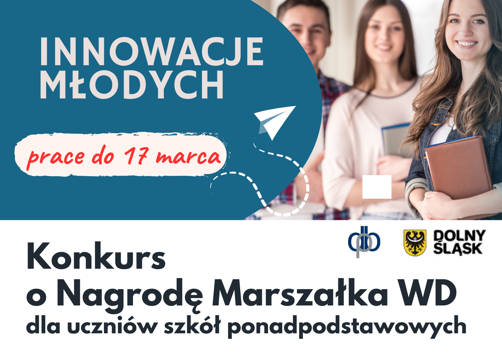 Grafika z linkiem do opisu konkursu o Nagrodę Marszałka WD Innowacje Młodych