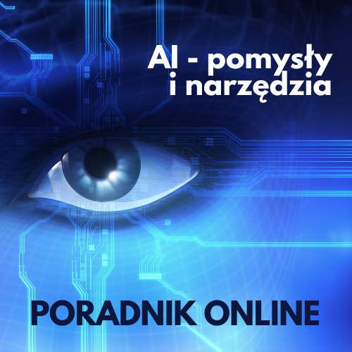 Grafika z linkiem do poradnika online AI-pomysły na zajęcia i narzędzia