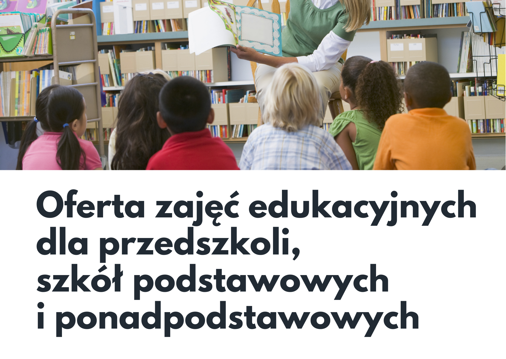 Grafika z linkiem do ofety zajęć edukacyjnych dla przedszkoli, szkół podstawowych i ponadpodstawowych