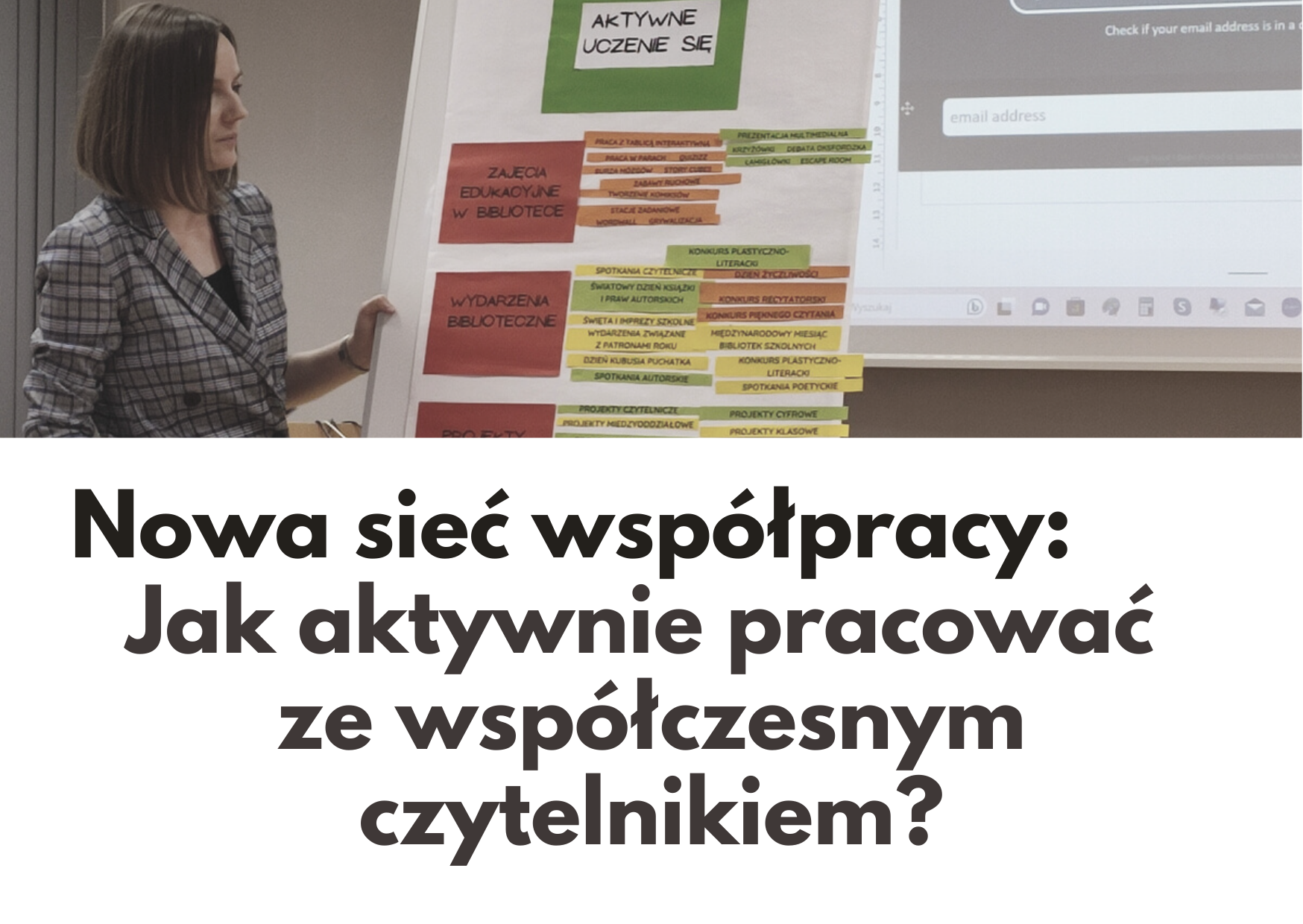 Grafika z linkiem do informacji o sieci współpracy i samokształcenia Jak aktywnie pracować ze współczesnym czytelnikiem