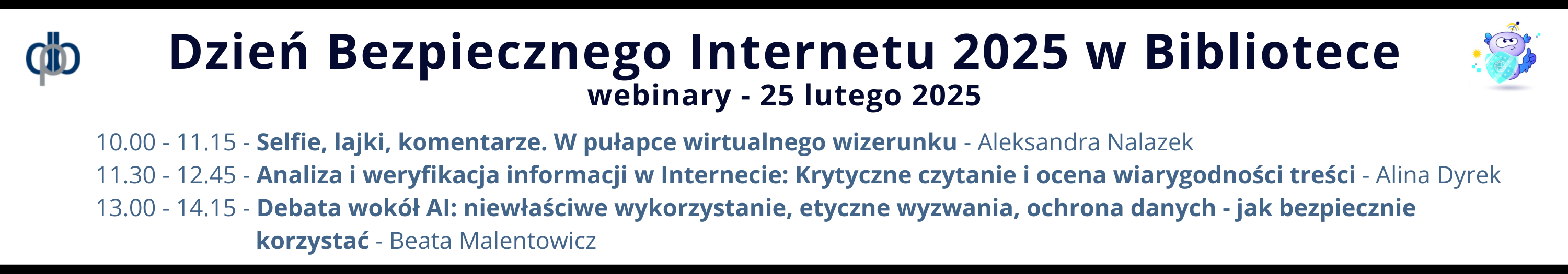 Grafika z informacją o webinarach z okazji DBI oraz linkiem do rejestracji