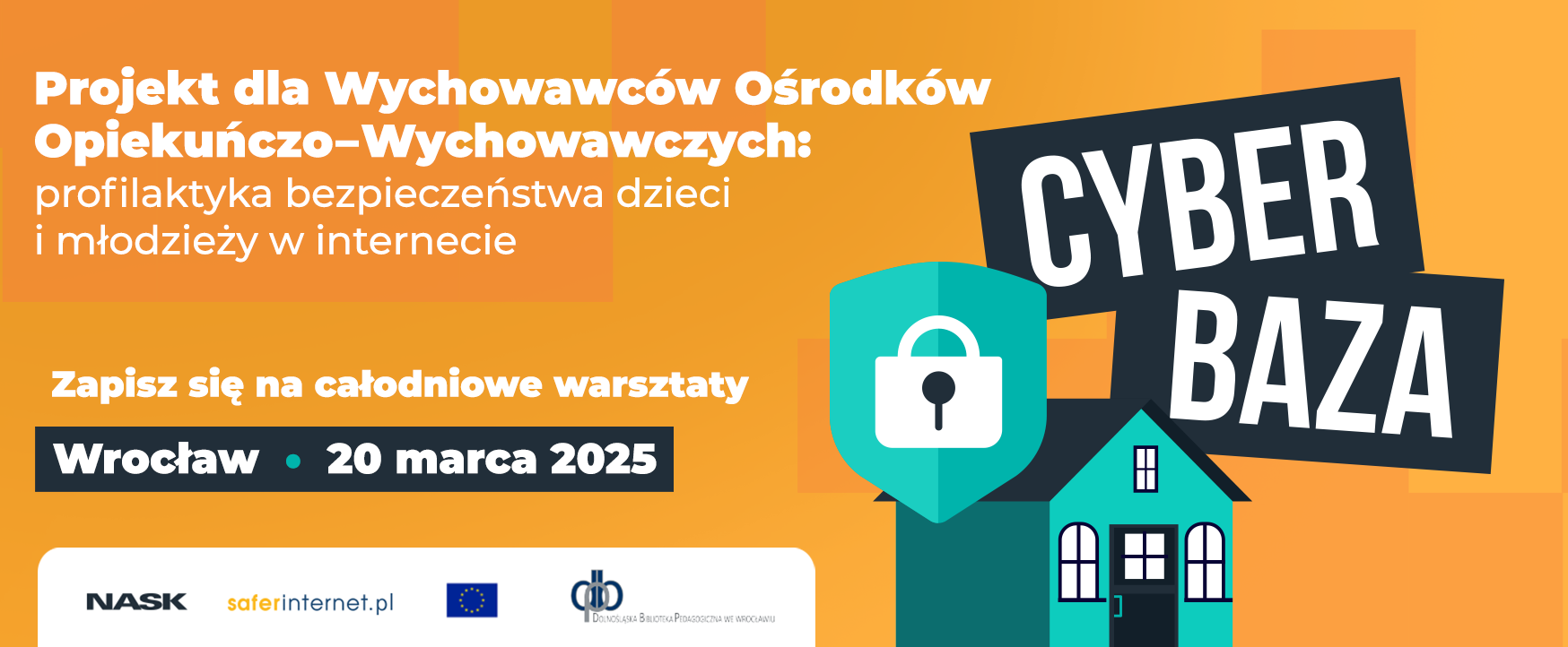 Grafika ilustracyjna wydarzenia CyberBaza: szkolenie z warsztatami dla Wychowawców